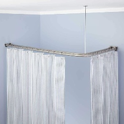 Corner Shower Rod With Two Shower Curtains - Coolest5.com